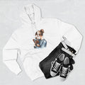 Fleece Hoodie - Woman Hugging Her Yorkie